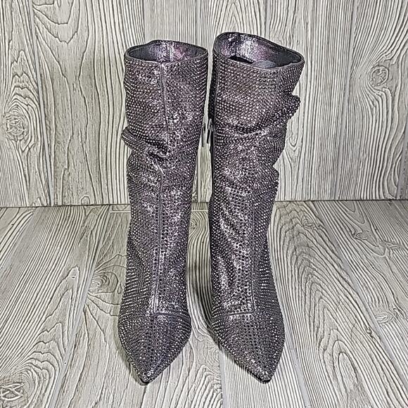 Thalia Sodi Raquell Booties Pewter Bling Heeled Boots Womens Size 5 NEW - Picture 3 of 16